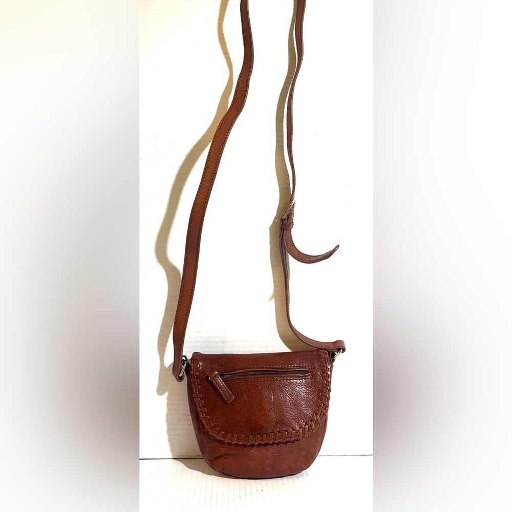 Eddie Bauer Brown Leather Crossbody Saddle Bag